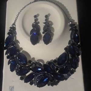 Rhinestone necklace set with matching pierced earr